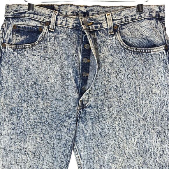 Vintage 80s Levis Acid Wash Jeans High Waist Tapered Leg Made USA Mens 36 x 32 - Picture 6 of 8